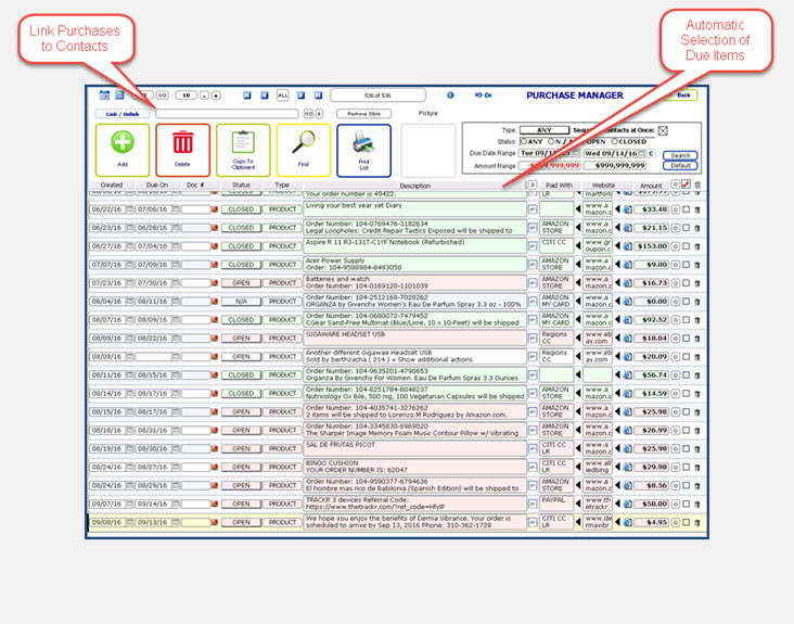 Purchase Manager Screen View of Credit Money Machine Software