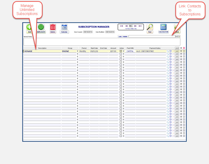 Subscription Manager Screen View Of Credit Money Machine Cloud