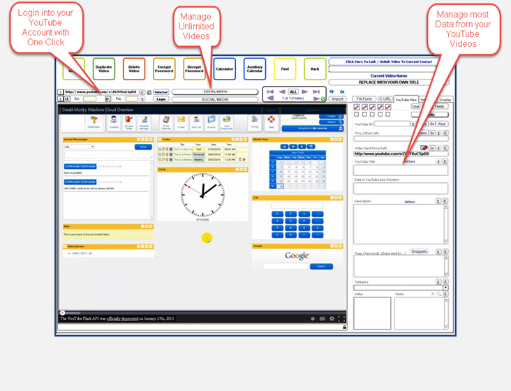 Youtube Manager of Credit Money Machine Cloud Software