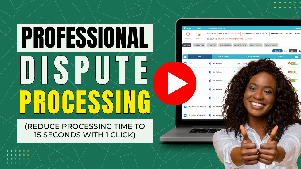 Professional Dispute Processing (980 x 551 px) (1) Professional Dispute Processing Software with a lady showing two thumbs-up