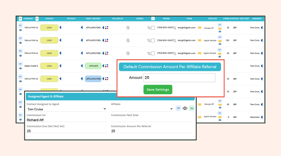 Affiliate Commission Tracking System